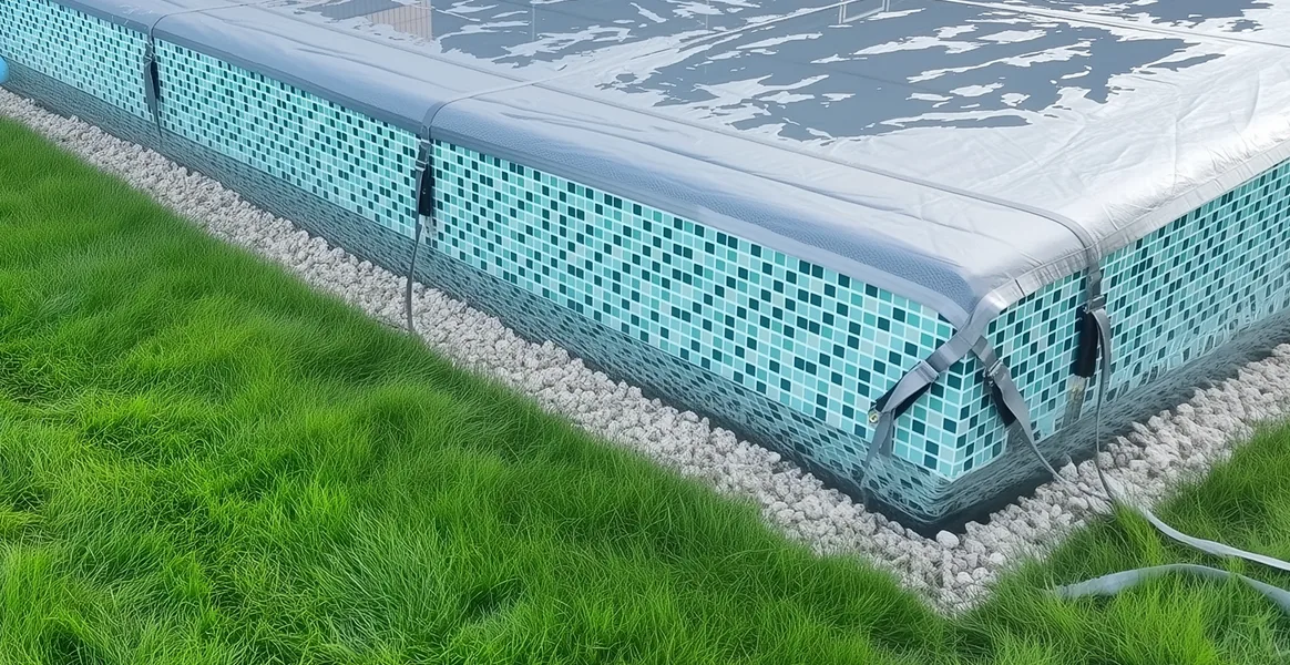 Покрывало для бассейна под снегом — защита зимой в Новочебоксарске